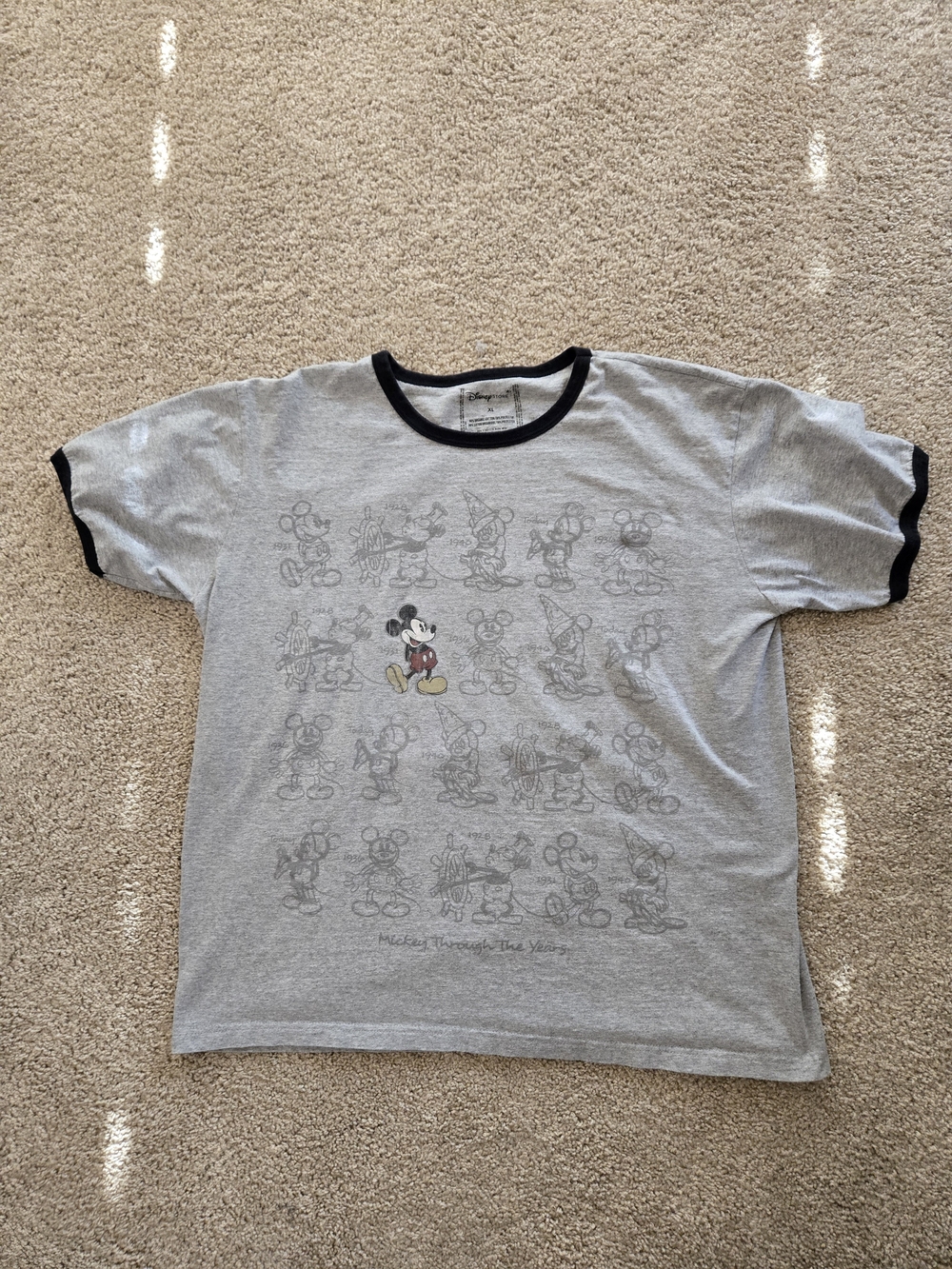 Disney Mickey Mouse Grey Ringer T-Shirt XL